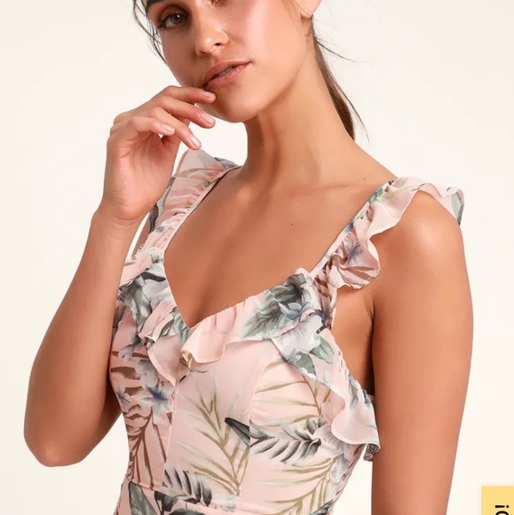 NWT Sunrise Journey Blush Pink Floral Print Ruffle - Picture 3 of 7